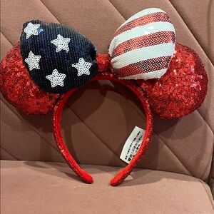 Disney Parks Minnie Mouse Fourth of July Headband with Large Bow
